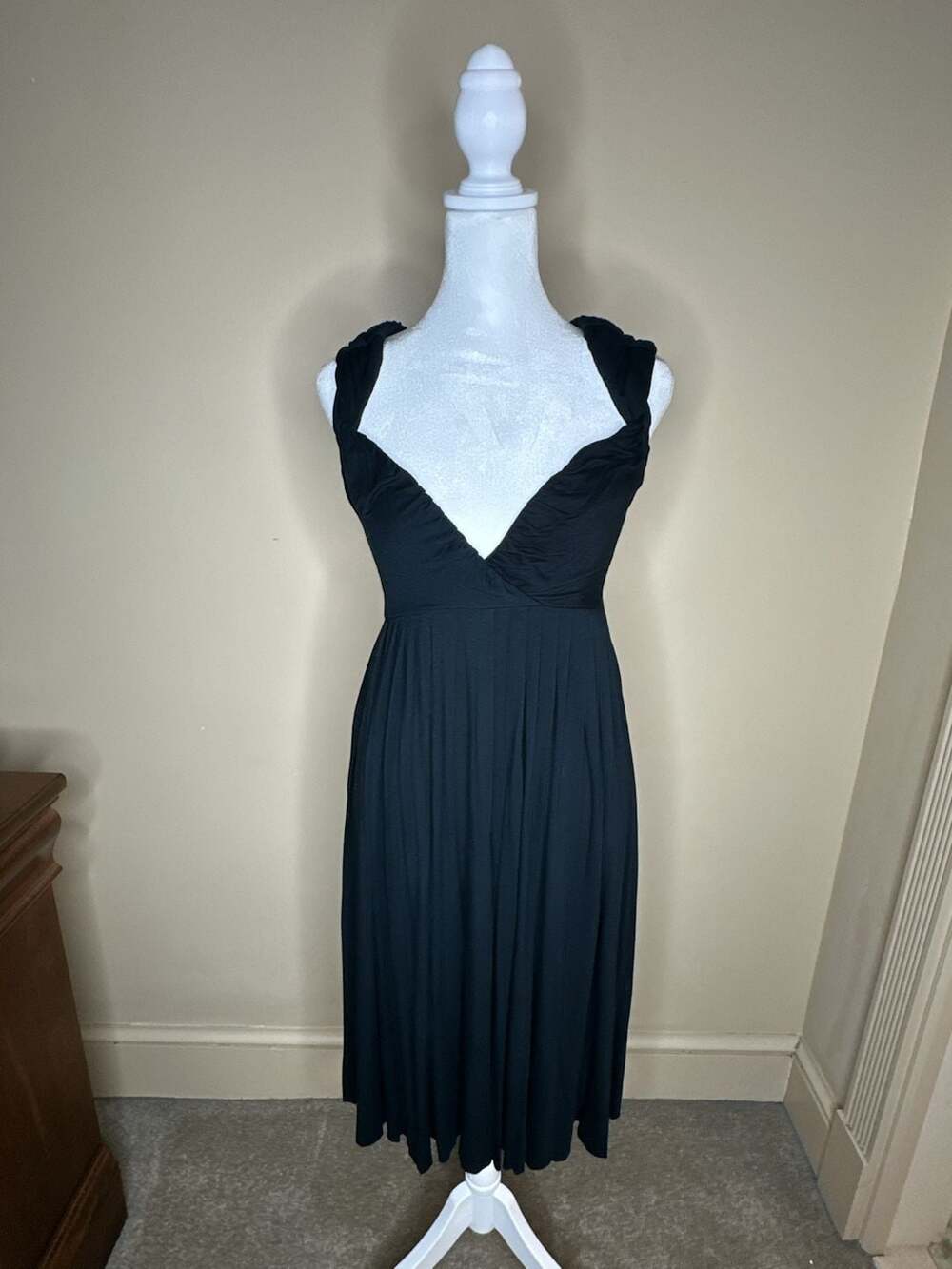 NWT Anthropologie Black Cut-Out Back Dress, Crossover Top Sleeveless Sz S